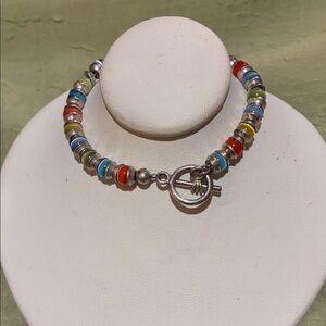Colorful Beaded Bracelet with Toggle Clasp